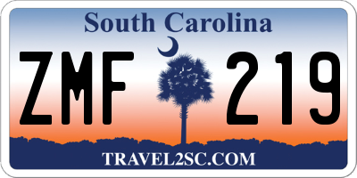 SC license plate ZMF219