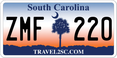 SC license plate ZMF220