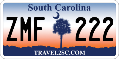 SC license plate ZMF222