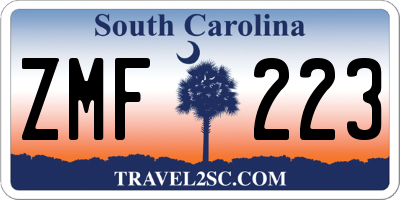 SC license plate ZMF223