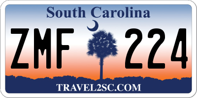 SC license plate ZMF224