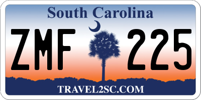 SC license plate ZMF225