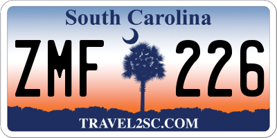 SC license plate ZMF226