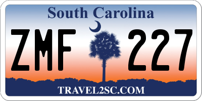SC license plate ZMF227