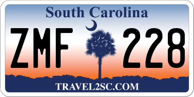 SC license plate ZMF228