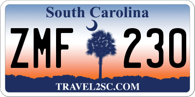 SC license plate ZMF230