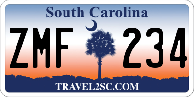SC license plate ZMF234
