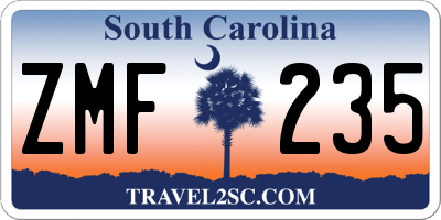 SC license plate ZMF235