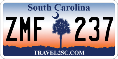 SC license plate ZMF237
