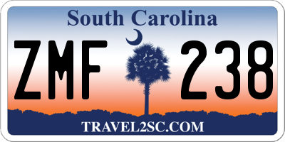 SC license plate ZMF238