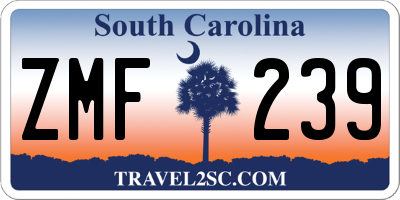 SC license plate ZMF239