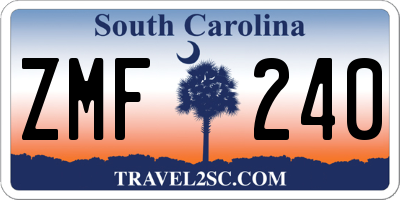 SC license plate ZMF240