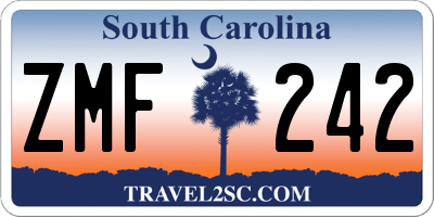 SC license plate ZMF242