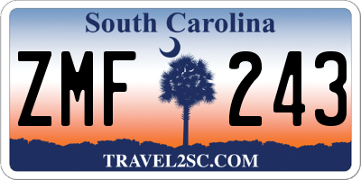 SC license plate ZMF243