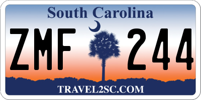 SC license plate ZMF244