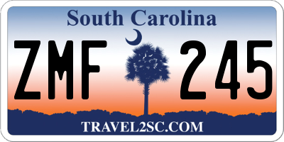 SC license plate ZMF245
