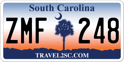 SC license plate ZMF248