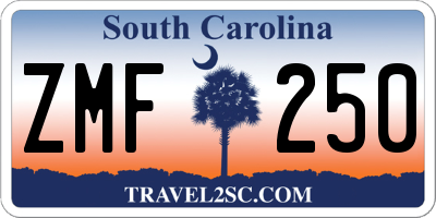 SC license plate ZMF250