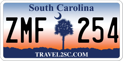 SC license plate ZMF254