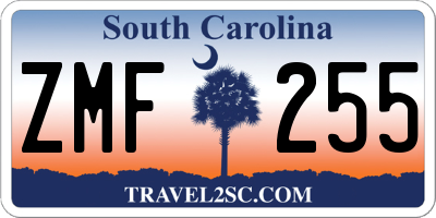 SC license plate ZMF255