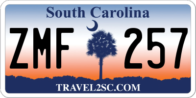 SC license plate ZMF257