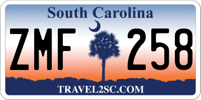 SC license plate ZMF258