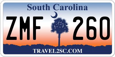 SC license plate ZMF260