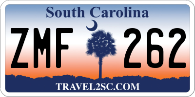 SC license plate ZMF262