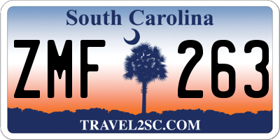 SC license plate ZMF263