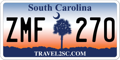 SC license plate ZMF270