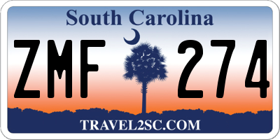 SC license plate ZMF274