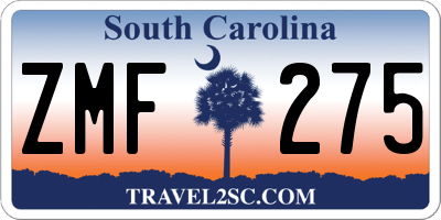 SC license plate ZMF275