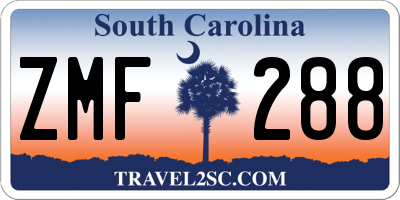 SC license plate ZMF288