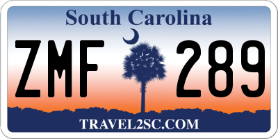 SC license plate ZMF289