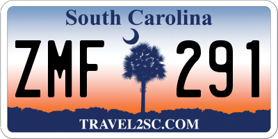 SC license plate ZMF291