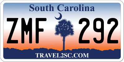 SC license plate ZMF292