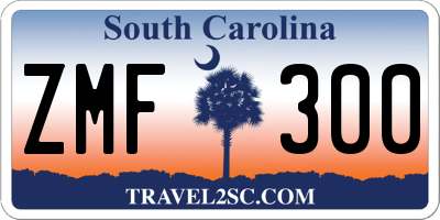 SC license plate ZMF300