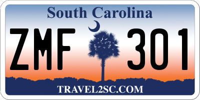 SC license plate ZMF301