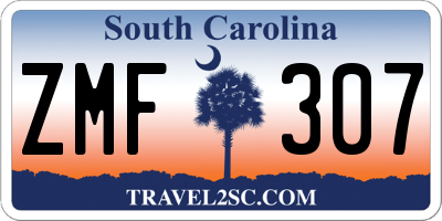 SC license plate ZMF307