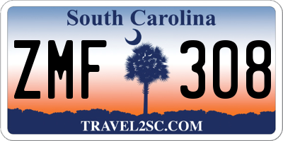 SC license plate ZMF308