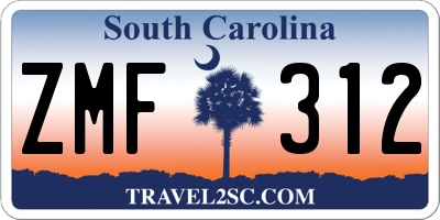 SC license plate ZMF312
