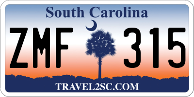 SC license plate ZMF315