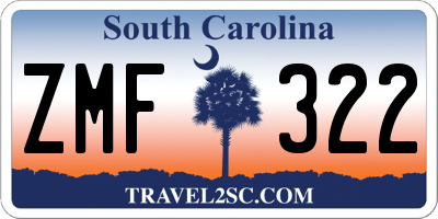 SC license plate ZMF322