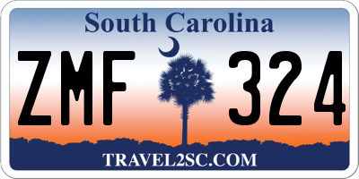 SC license plate ZMF324