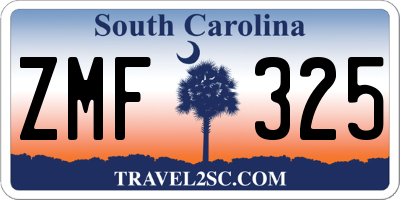 SC license plate ZMF325