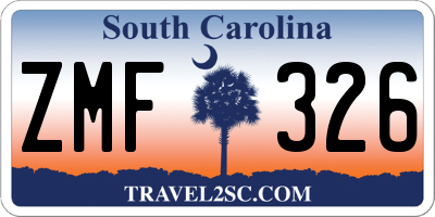 SC license plate ZMF326