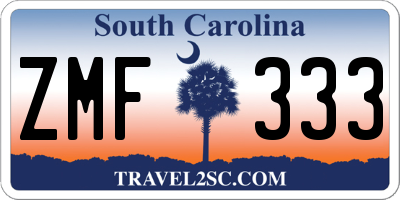 SC license plate ZMF333