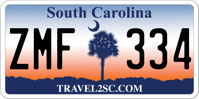 SC license plate ZMF334