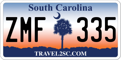 SC license plate ZMF335