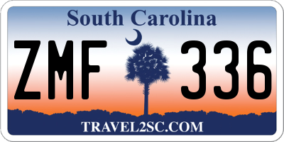 SC license plate ZMF336